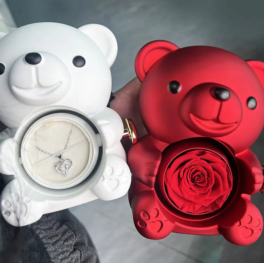 Rotating Bear Rose Jewelry Gift Box - Shop A Present